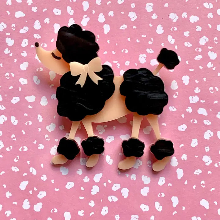 Birdie Bananas : Pink and Black French Poodle Brooch