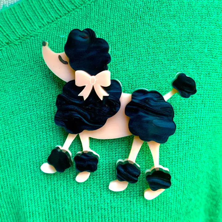 Birdie Bananas : Pink and Black French Poodle Brooch