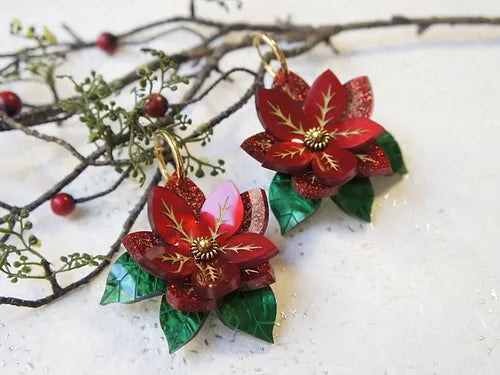 LaliBlue :  Christmas : Poinsettia Earrings [PRE-ORDER]