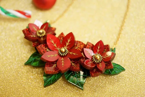 LaliBlue :  Christmas : Poinsettias Necklace [PRE-ORDER]