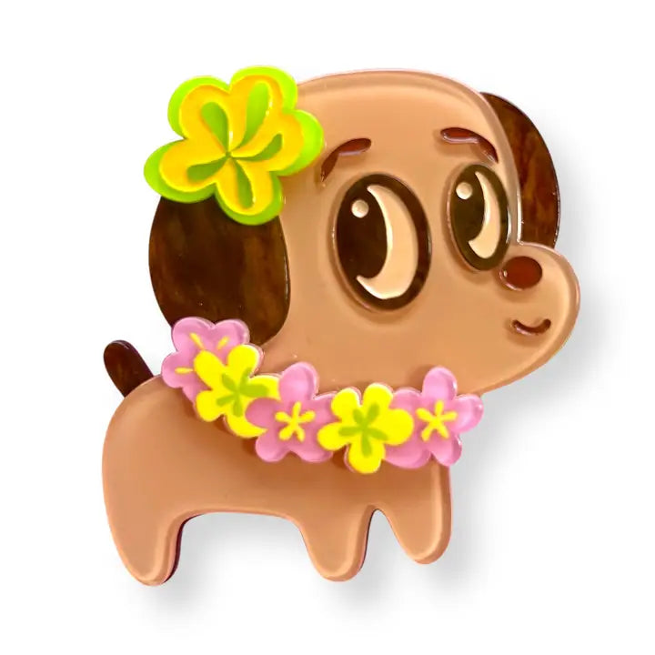Lipstick & Chrome : Polynesian Pup Mini Brooch By Miss Fluff