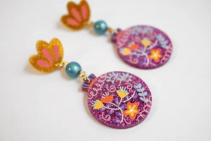 LaliBlue :  Christmas : Purple Christmas Ornament Earrings [PRE-ORDER]