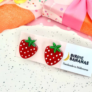 Birdie Bananas : Red Strawberry Stud Earrings