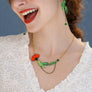 Laliblue : Plant Lover : Red carnation necklace