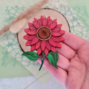 Cherryloco : Red Sunflower Brooch