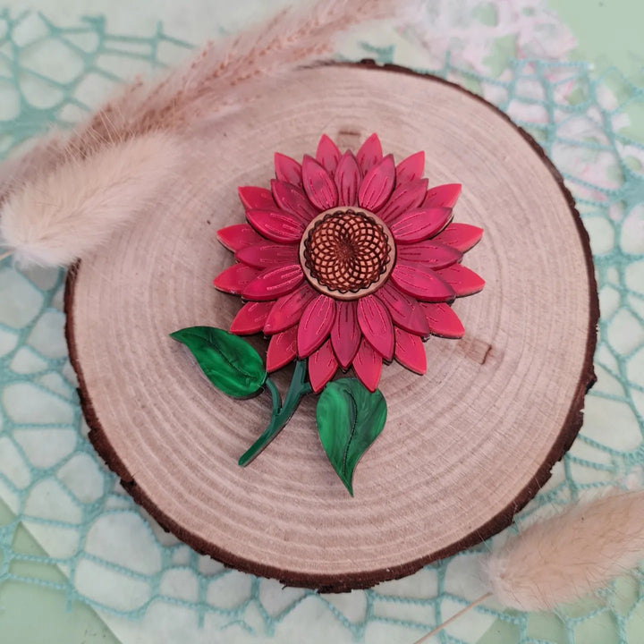 Cherryloco : Red Sunflower Brooch