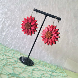 Cherryloco : Red Sunflower Earrings [PRE-ORDER]