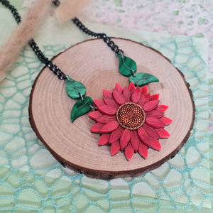 Cherryloco : Red Sunflower Pendant Charm Necklace [PRE-ORDER]