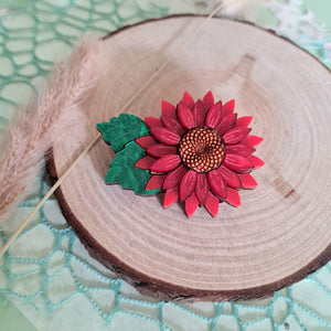 Cherryloco : Red Sunflower Pin Brooch