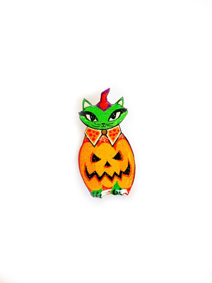 Rosie Rose Parker :  Halloween : Retro Cat Pumpkin Pin [PRE-ORDER]