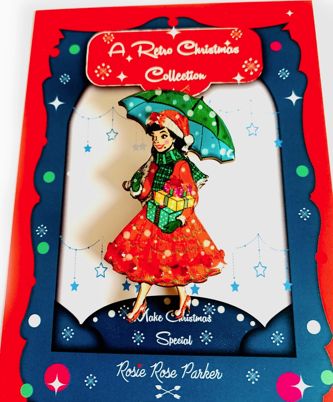 Rosie Rose Parker : Retro Christmas Lady Brooch