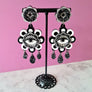 Cherryloco : Retro floral monochrome statement earrings