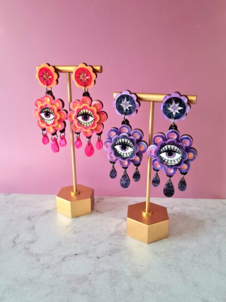 Cherryloco : Retro inspired flower dangle boho earrings