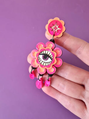 Cherryloco : Retro inspired flower dangle boho earrings