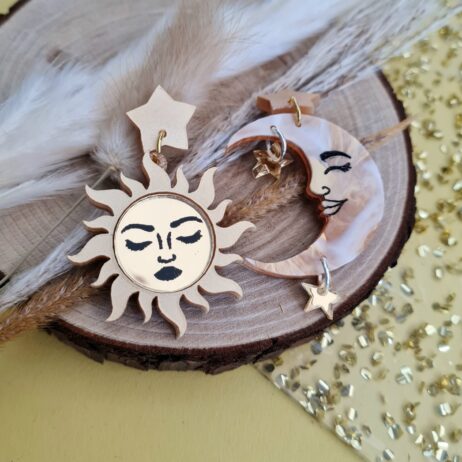 Cherryloco : Sun and Moon Dangle Earrings