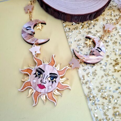 Cherryloco : Sun Moon and Stars Statement Charm Necklace