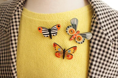 LaliBlue :  Spring :  Set of 3 Butterfly Brooches
