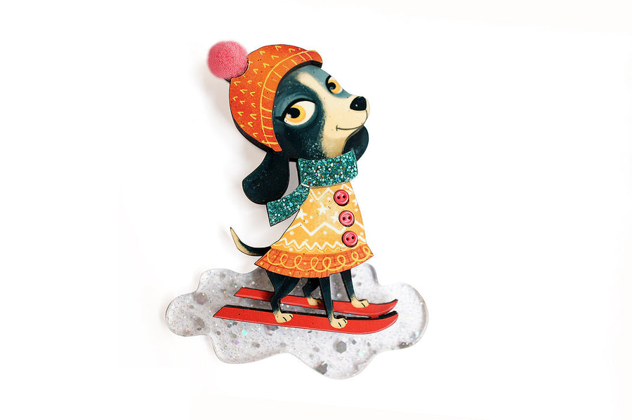 LaliBlue : Christmas : Skiing dog brooch