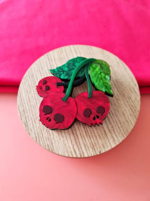 Cherryloco : Skull Cherry Brooch