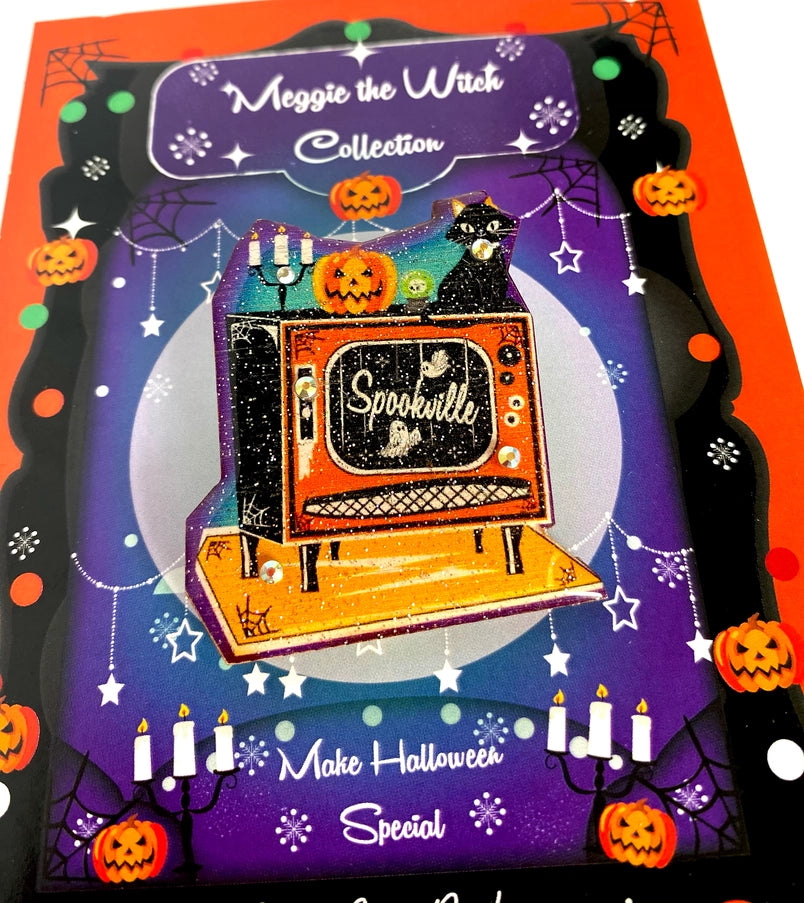 Rosie Rose Parker : Meggie the Witch : Spookville Retro Tv brooch [PRE-ORDER]