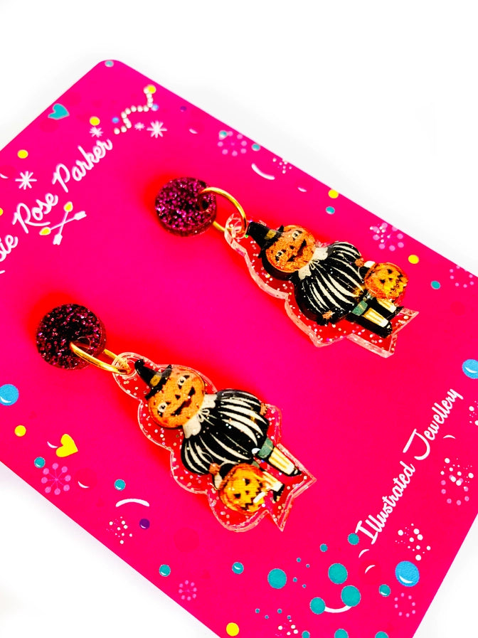 Rosie Rose Parker :  Halloween : Spooky Pumpkin Man earrings [PRE-ORDER]