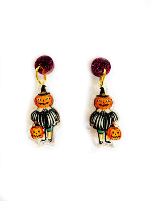 Rosie Rose Parker :  Halloween : Spooky Pumpkin Man earrings [PRE-ORDER]