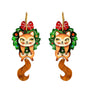 Laliblue : Christmas : Squirrel in a Christmas wreath earrings