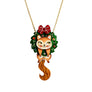 Laliblue : Christmas : Squirrel in a Christmas wreath necklace