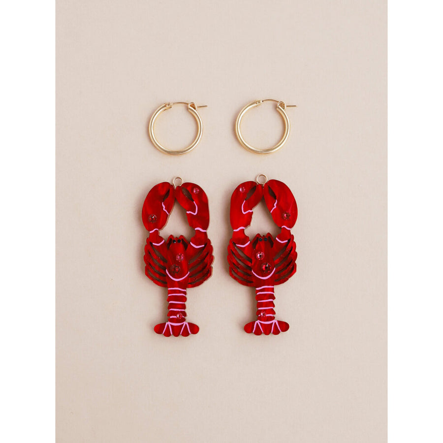 Wolf & Moon : Statement Lobster Hoop Earrings