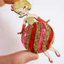LaliBlue : Christmas : Striped Christmas Lady Ornament Brooch