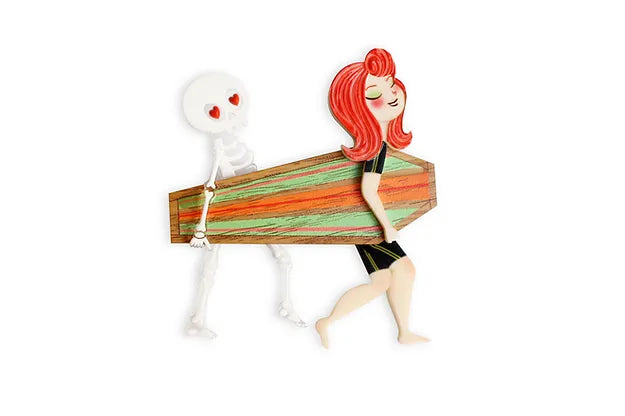 LaliBlue : Summerween : Surfer Couple Brooch