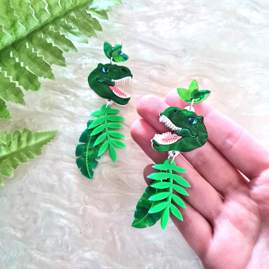 Cherryloco : T Rex Dinosaur Charm Earrings [PRE-ORDER]