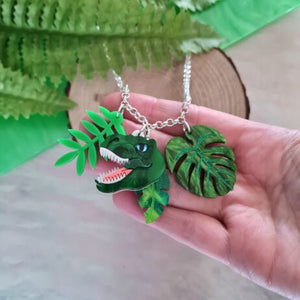 Cherryloco : T Rex Dinosaur Charm Leaf Pendant [PRE-ORDER]
