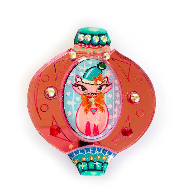 Rosie Rose Parker : Christmas cat bauble Brooch