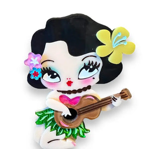 Lipstick & Chrome : Tiki Hula Girl Brooch x By Miss Fluff