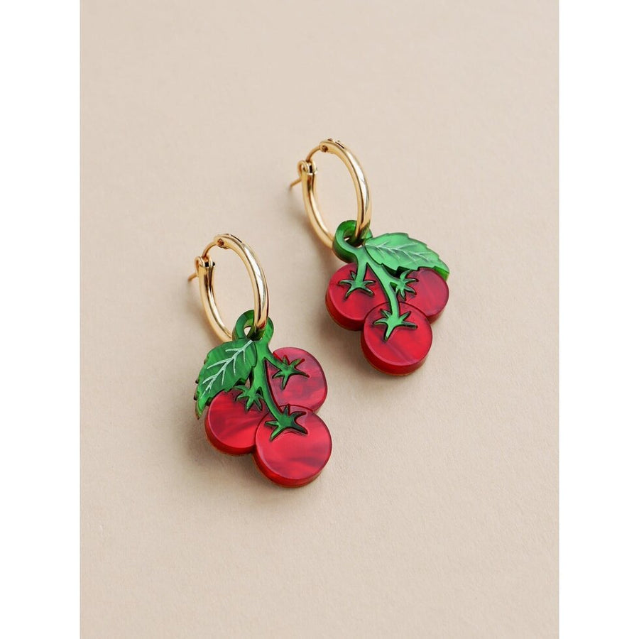 Wolf & Moon : Tomato Hoop Earrings