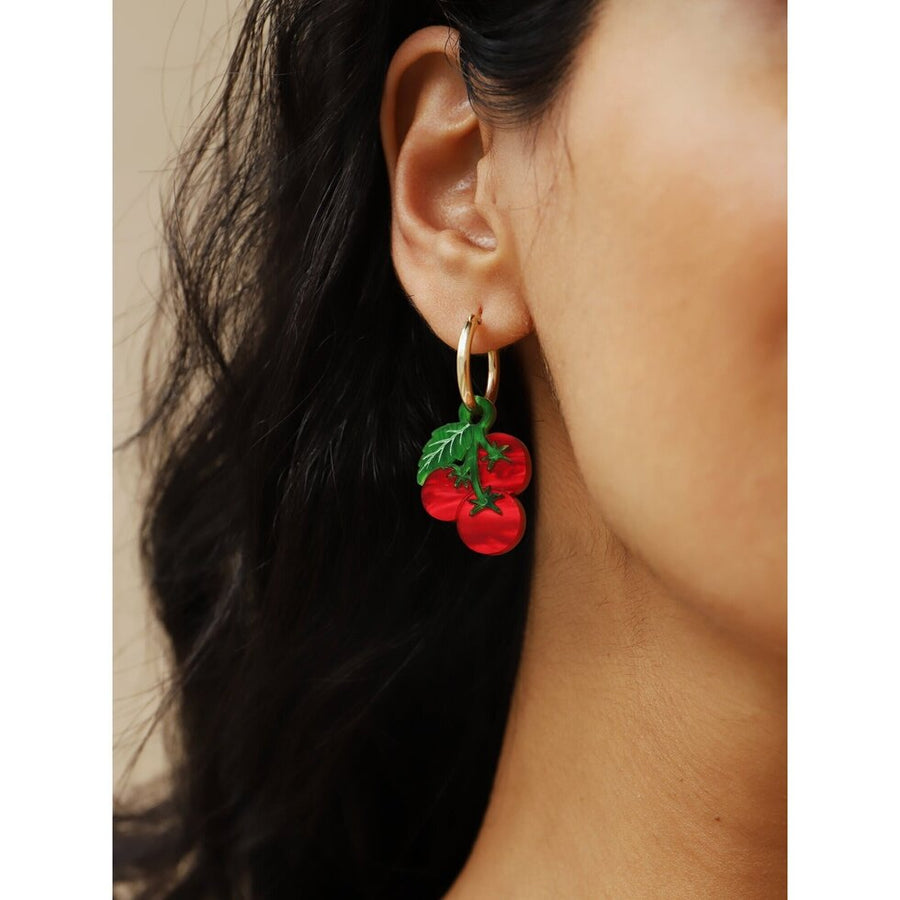 Wolf & Moon : Tomato Hoop Earrings