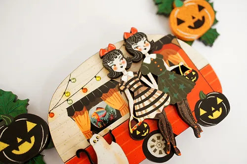 LaliBlue :  Halloween Woods : Trick or Treat Caravan Necklace / Brooch