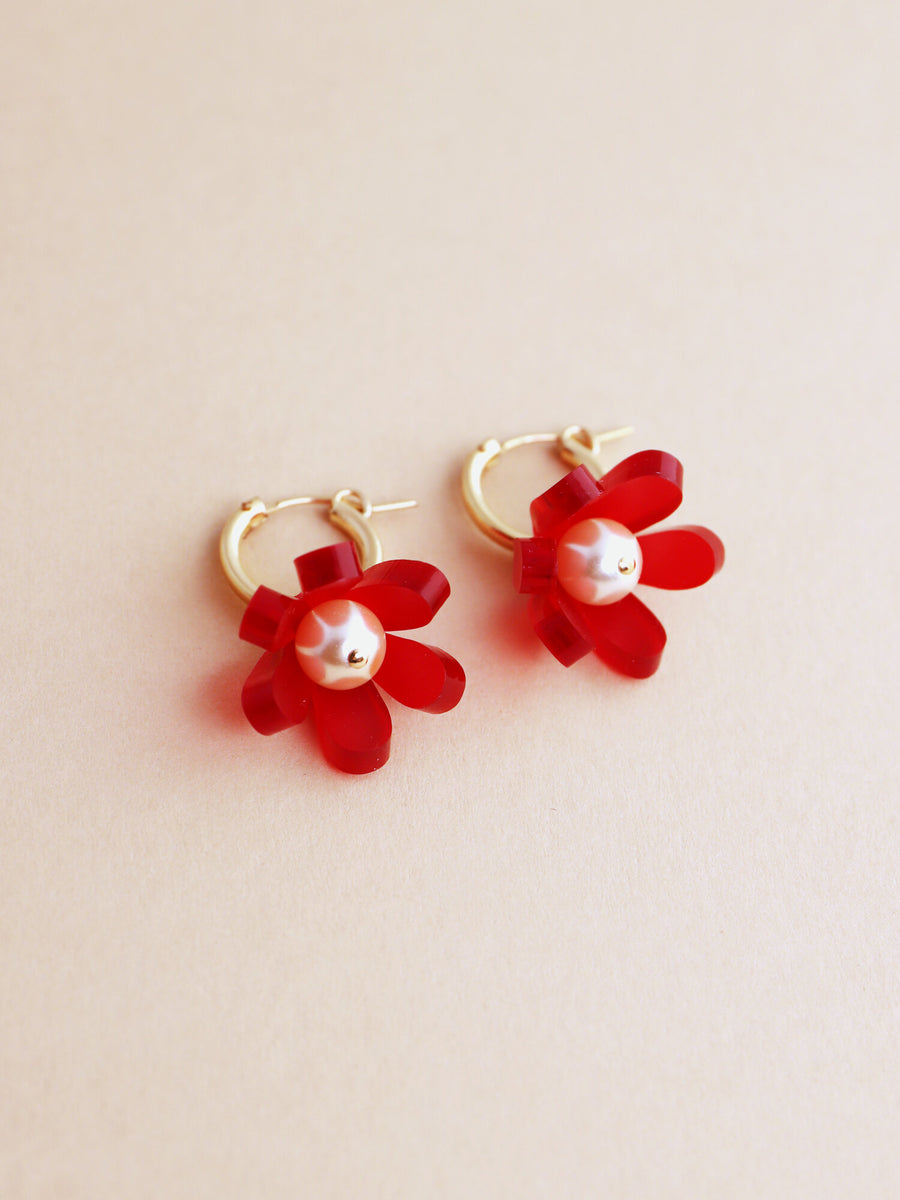 Wolf & Moon : Tulip Hoops in Scarlet