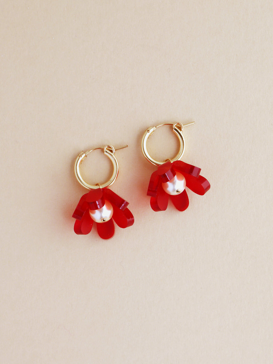 Wolf & Moon : Tulip Hoops in Scarlet
