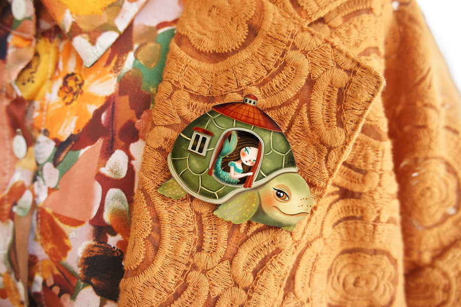 LaliBlue : Nature : Turtle with Mermaid brooch