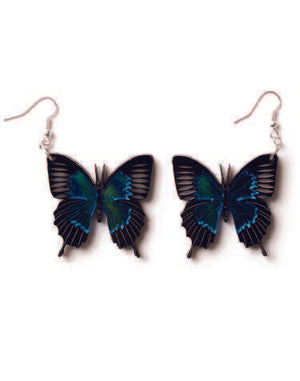 Martinis & Slippers : Ulysses Butterfly Earrings - Blue Mirror