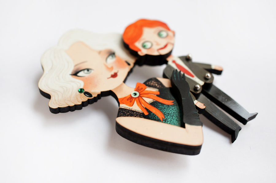 LaliBlue : Cursed Carnival : Ventriloquist and her dummy Brooch