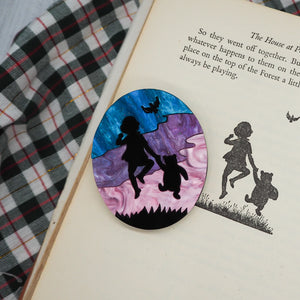 Dolly Dimple Design : Christopher Robin and Winnie the Pooh into the Sunset Brooch