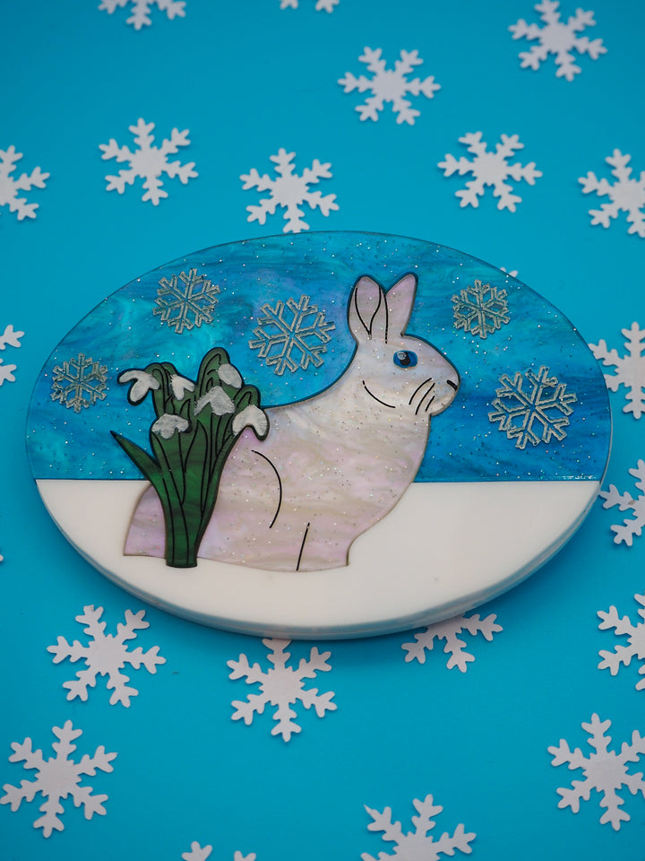 Dolly Dimple Design : Winter Rabbit Brooch