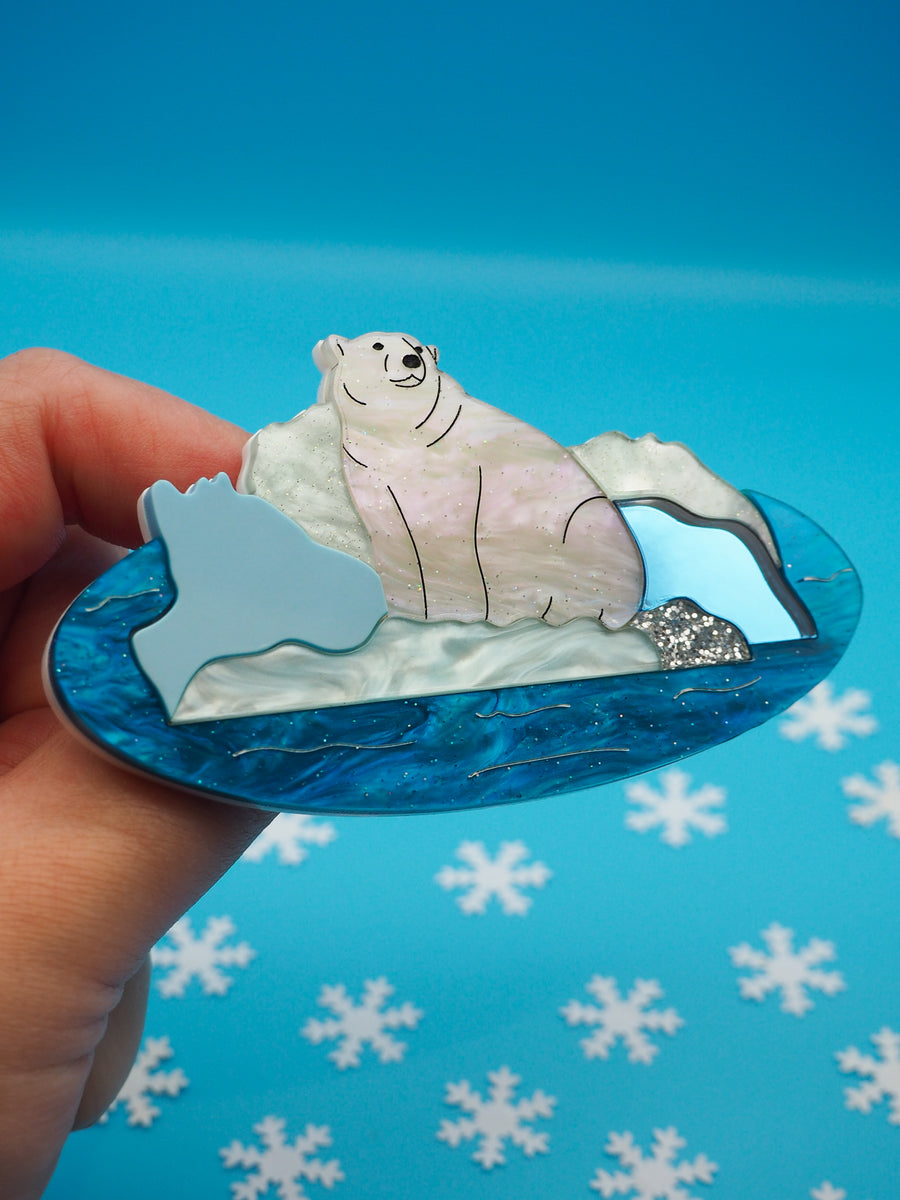 Dolly Dimple Design : Polar Bear Acrylic Brooch
