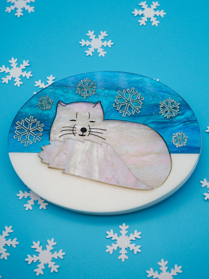 Dolly Dimple Design : Arctic Fox Acrylic Brooch