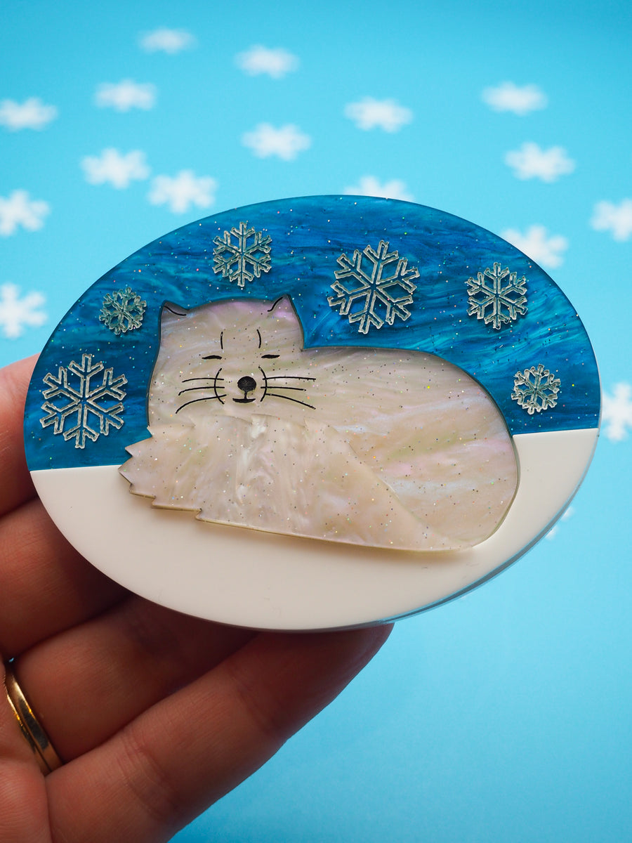 Dolly Dimple Design : Arctic Fox Acrylic Brooch