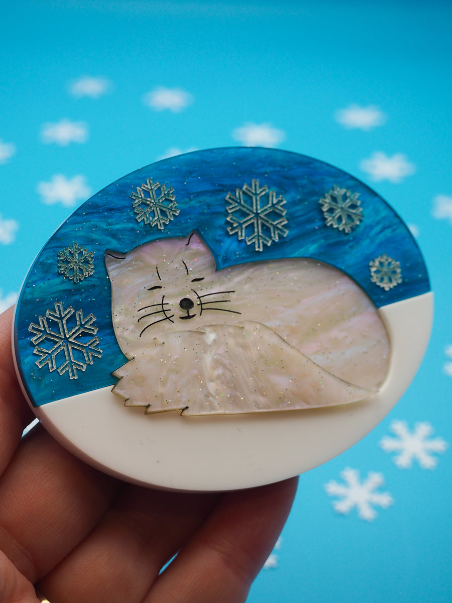 Dolly Dimple Design : Arctic Fox Acrylic Brooch