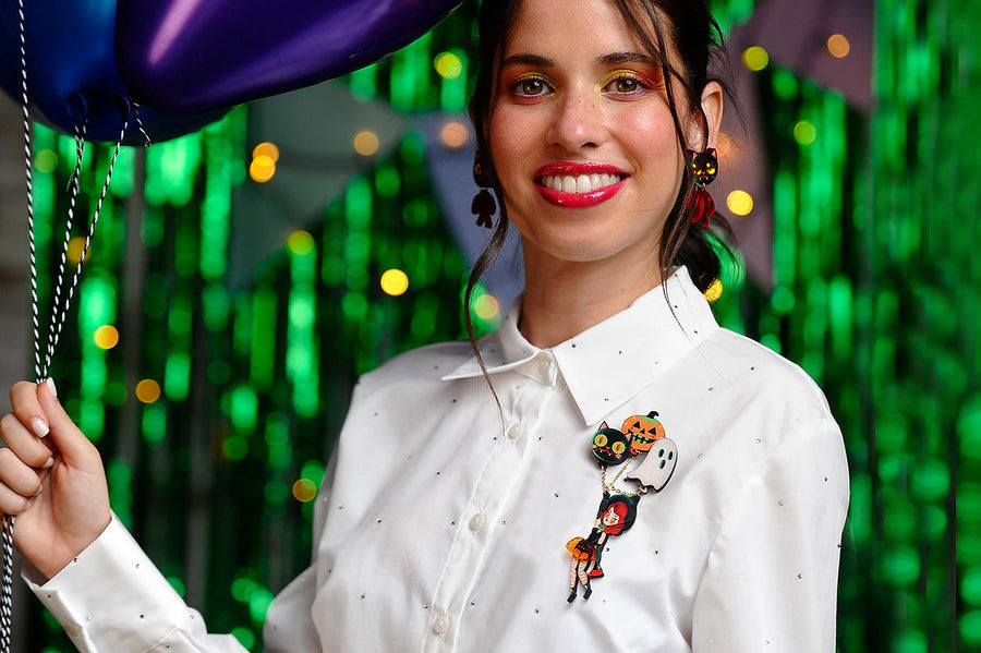 LaliBlue : Cursed Carnival : Witch with Balloons Brooch